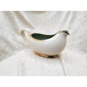 vintage 1950s taylor smith fine china celadon green gold trim gravy boat